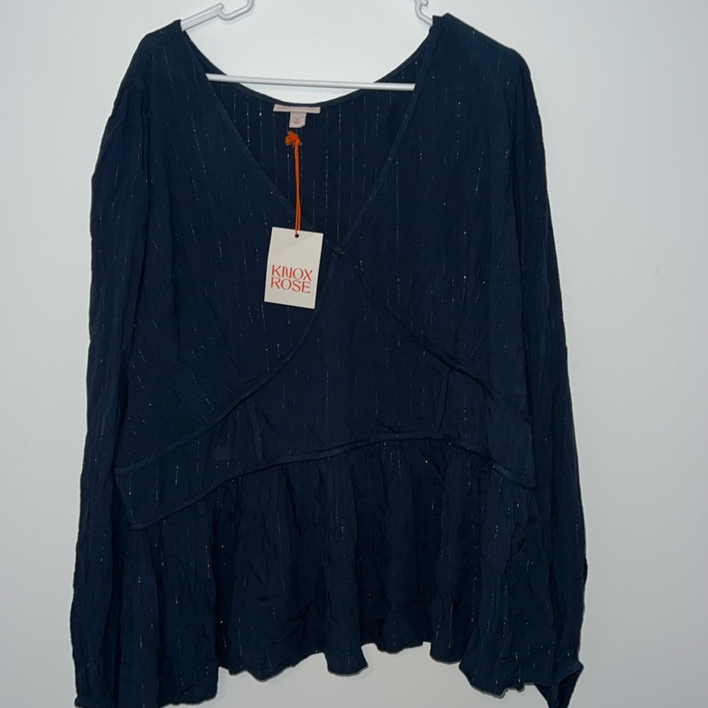 Dark blue/green with slight shimmer long sleeved blouse
